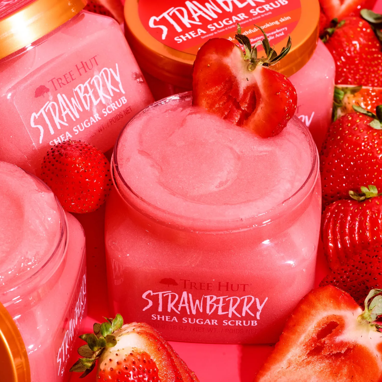 Tree Hut Strawberry Shea Sugar Scrub | Exfoliating Body Scrub Removes Dead, Dry Skin for a Soft & Hydrated Feel | Nourishing Essential Body Care | 18 fl oz.