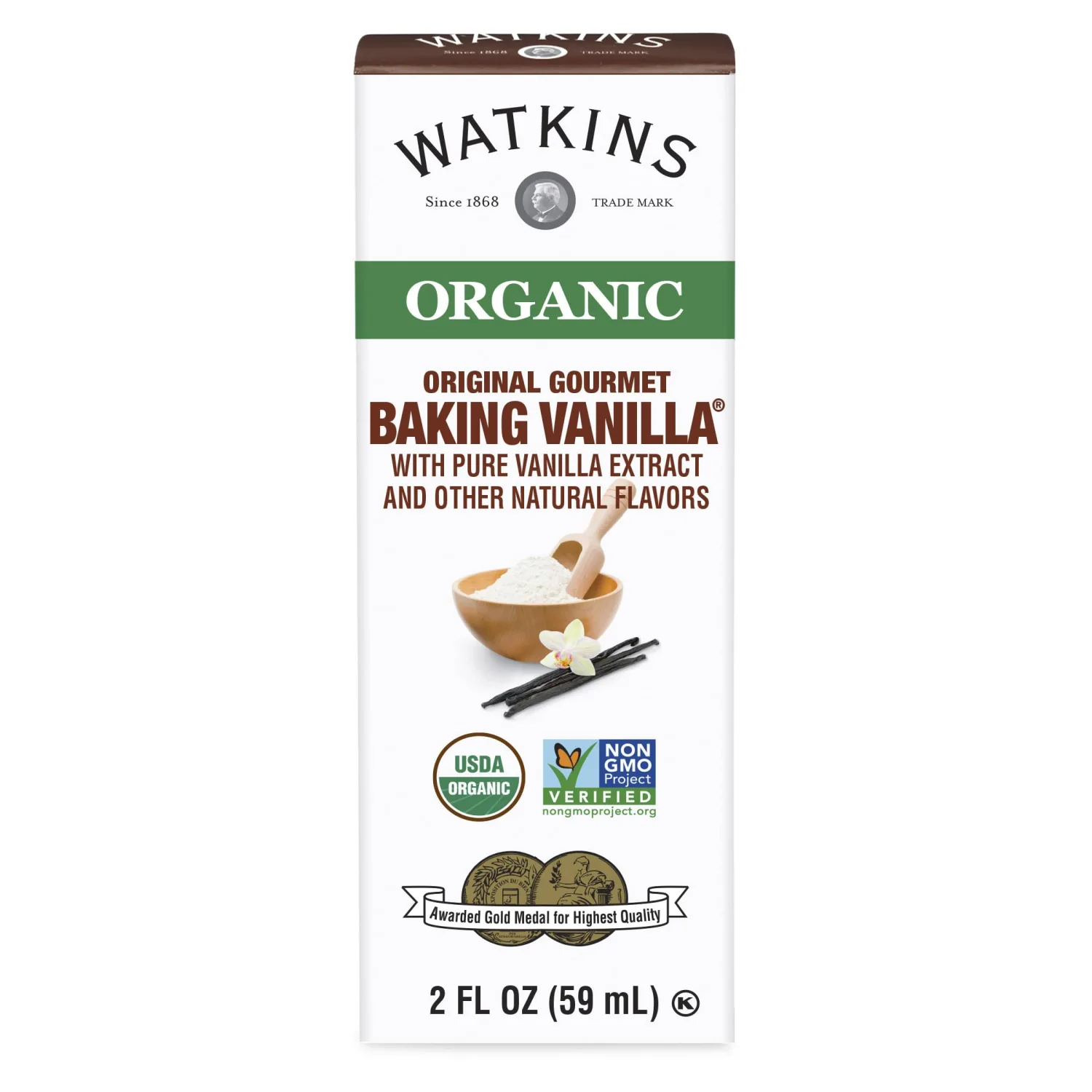 Watkins Organic Original Gourmet Baking Vanilla, with Pure Vanilla Extract, 2 oz. Bottle, 1-Pack
