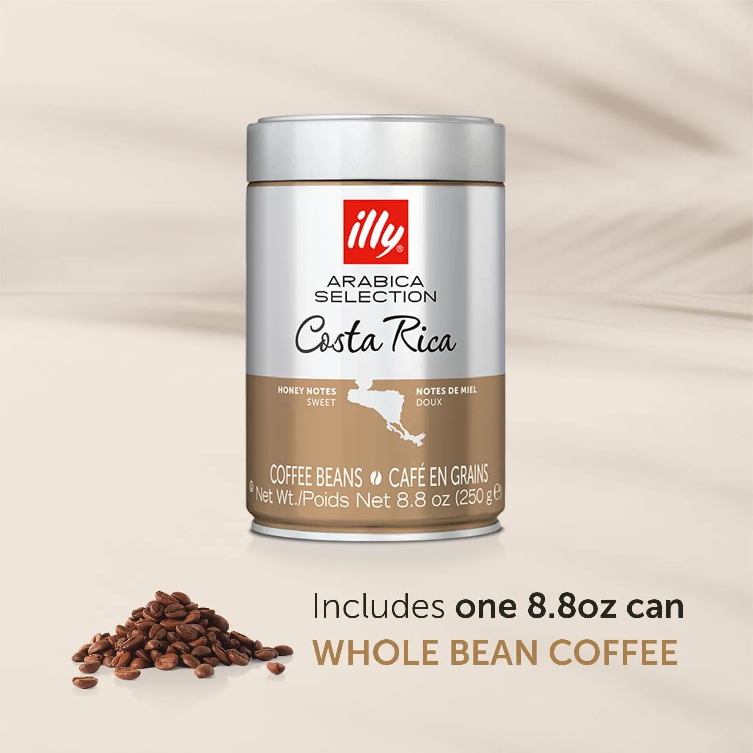 illy Coffee,medium roast, Arabica Selection Whole Bean Costa Rica, Single Origin, 100% Arabica Coffee, All-Natural, No Preservatives, 250g (Pack of 1)