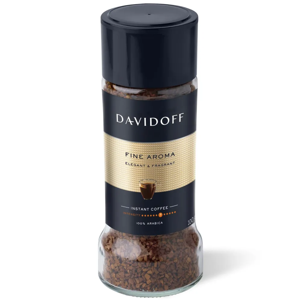 DAVIDOFF Fine Aroma Instant Coffee - Elegant and Fragrant - Medium Body with a Acidic Tang - 100% Arabica Beans - 7/12 Intensity - 1 x 3.52 oz