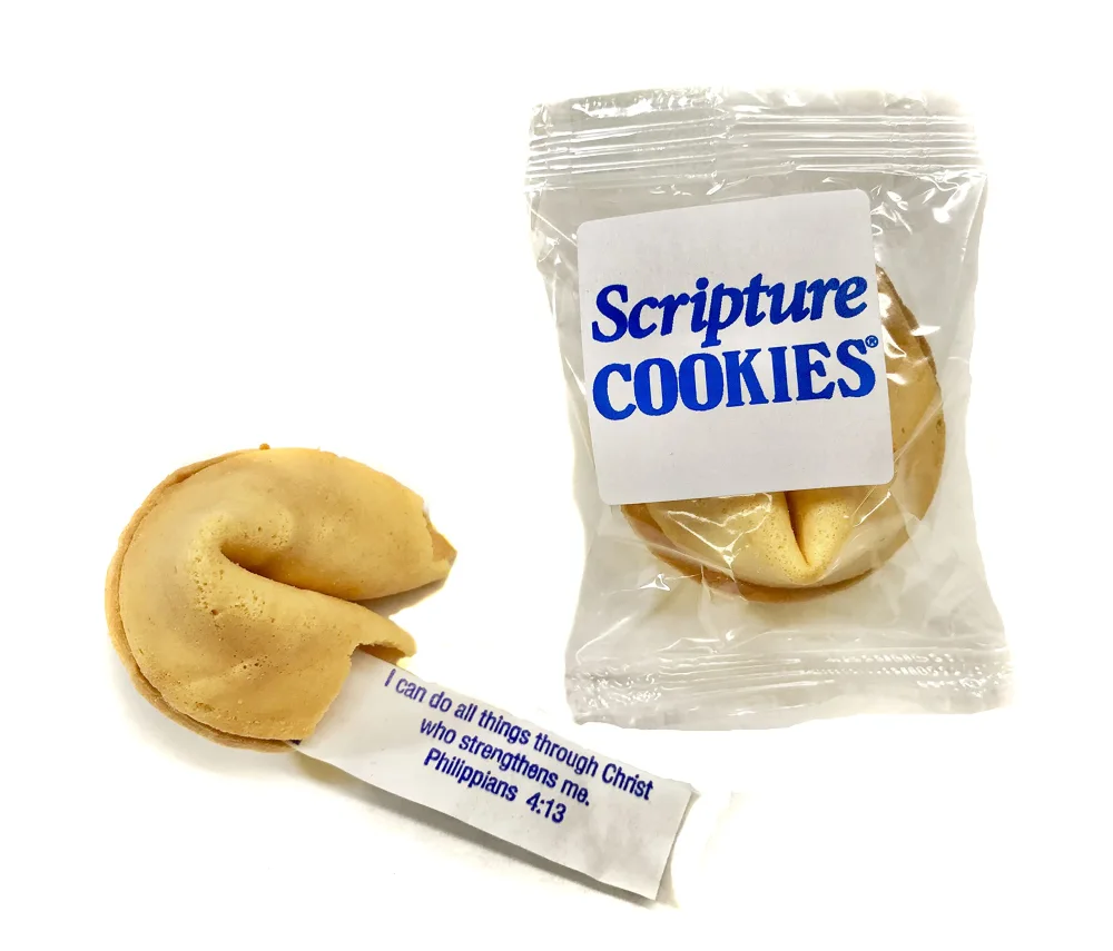 Scripture Cookies, Vanilla Flavored Bible Verse Fortune Cookie Clear Bag, 20 Count