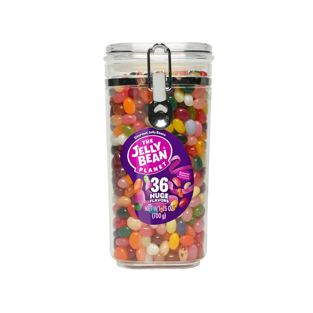 The Jelly Bean Planet, Gourmet Jelly Beans Assortment 25 Oz Jar - 36 Huge Natural Fruit Flavors, Plant Based Dye Free Candy for Kids, Adults - Gluten Free, Bulk Jelly Beans Gift, Birthday, Halloween