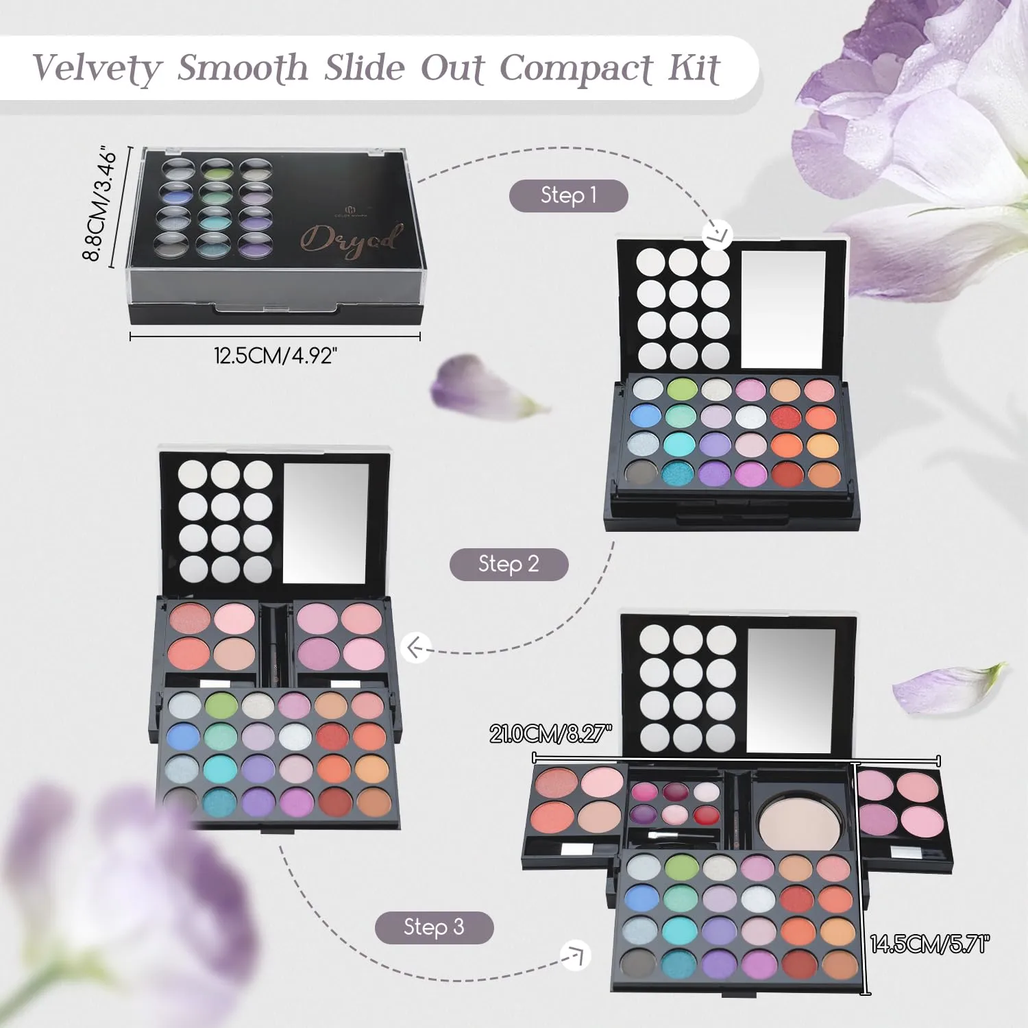 All In One Makeup Palette Set Kit,Portable Travel Makeup Kit for Girls with 24-Colors Eyeshadows Facial Blusher Lip Gloss Pressed Powder Mascara Brushes Mirror
