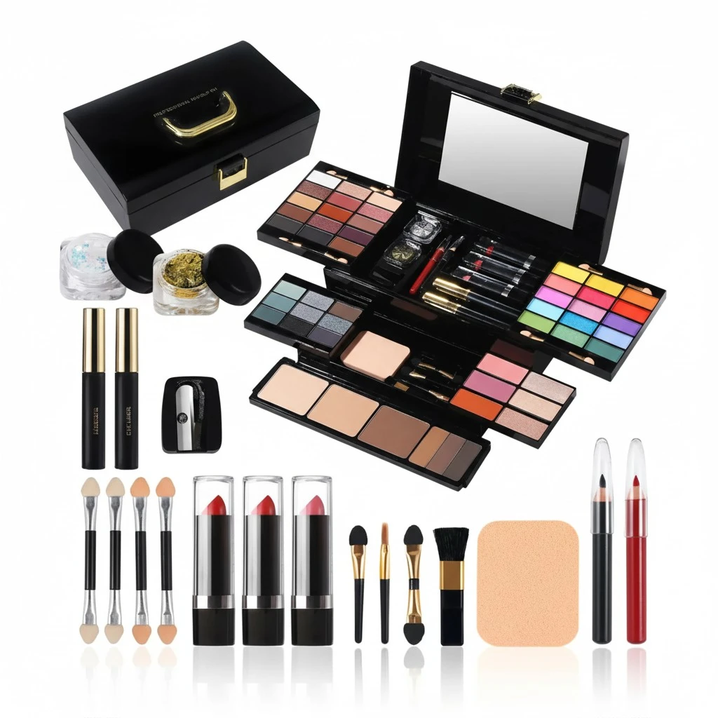 Professional Makeup Kit for Women Girl Full Kit with Mirror 60 Colors All in One Make up Gift Set Included Eyeshadow,Blusher,Highlighter,Compact Powder,Brow Powder,Lipstick,Glitter,Eyeliner,Mascara 02