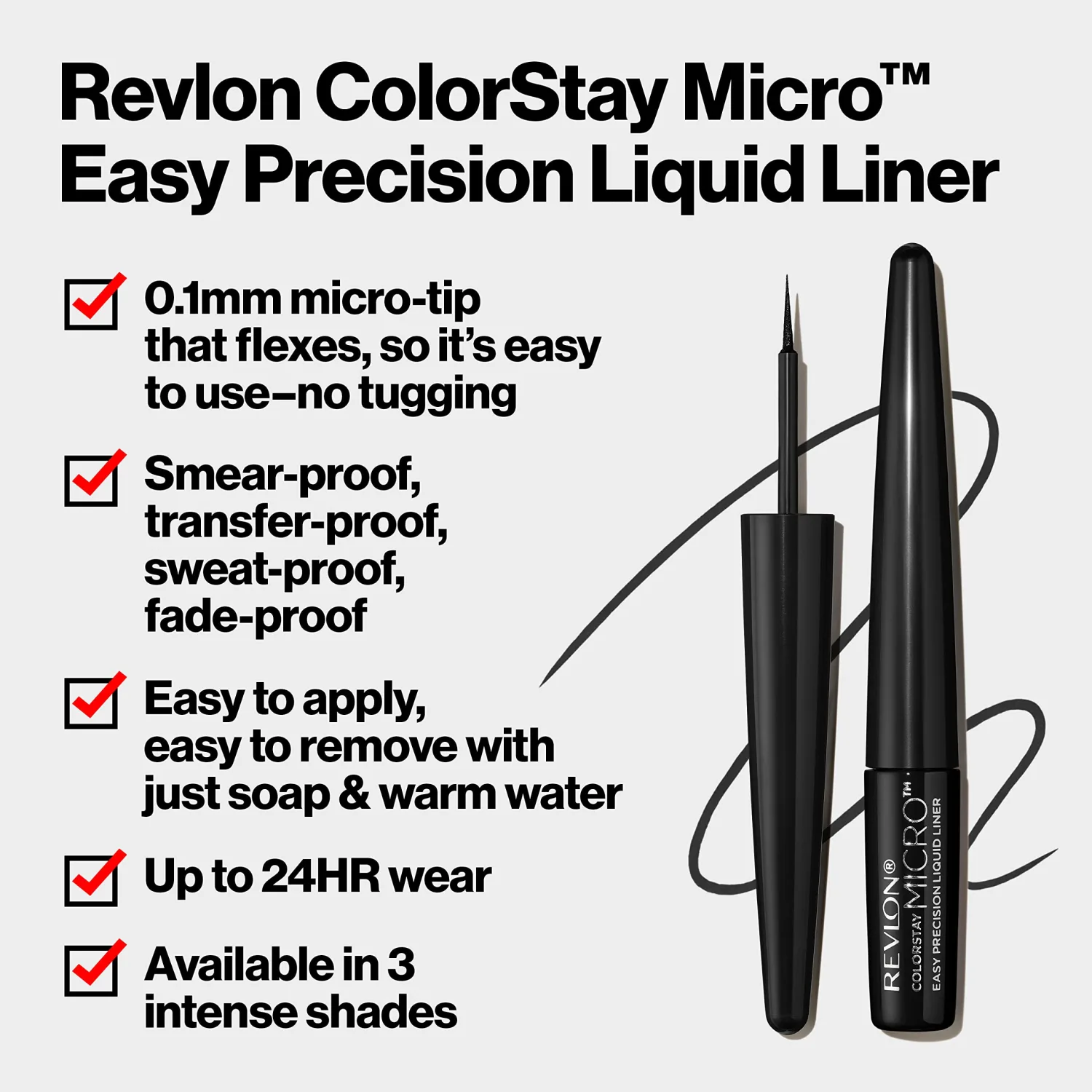 REVLON ColorStay Micro Easy Precision Liquid Eyeliner, Waterproof, Smudgeproof, Longwearing with Felt Tip Applicator, 302 What the Fudge, 0.057 fl oz