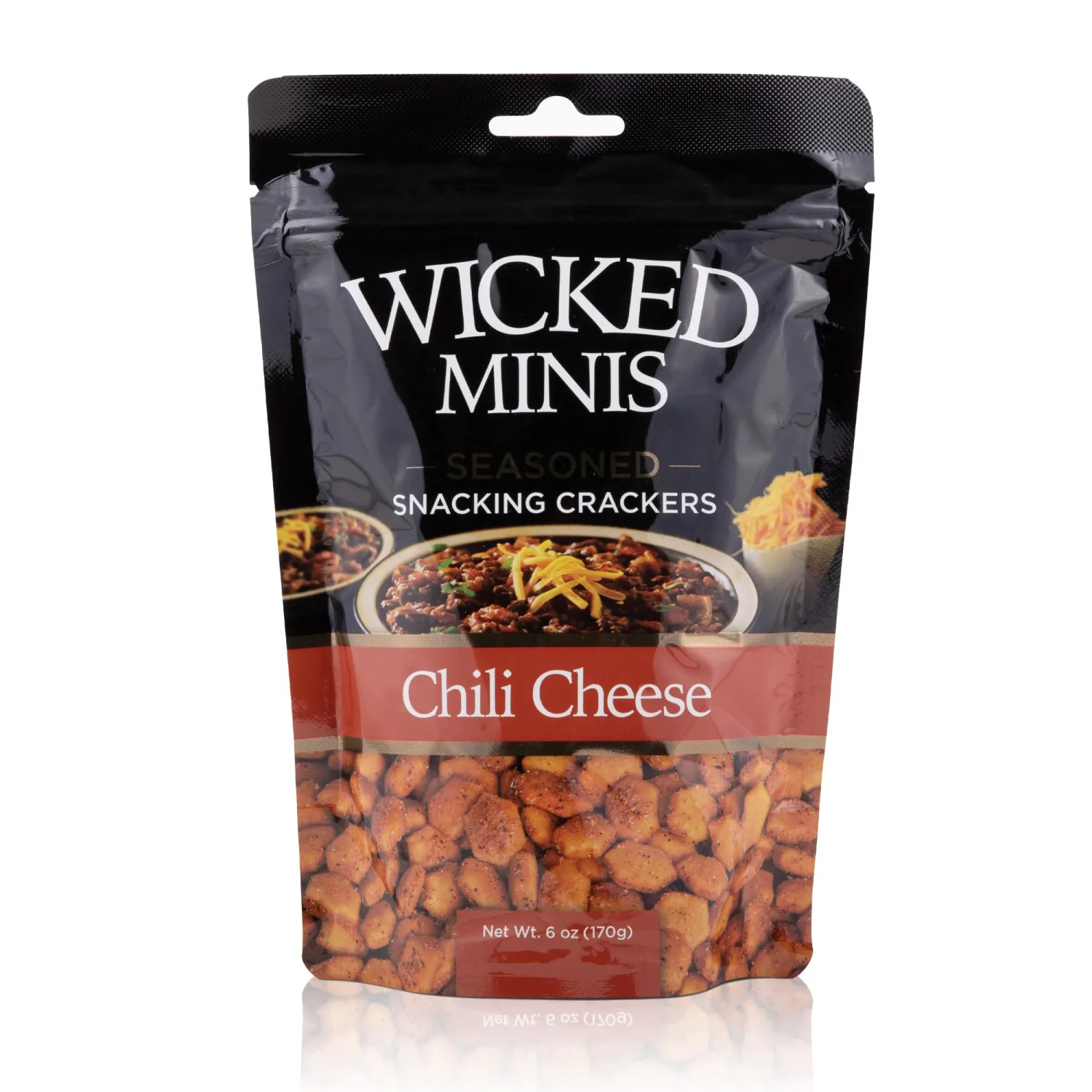 Wicked Minis Soup & Oyster Crackers - Saltine Crackers Salted Flavored Mini Puffed Soup Crackers, Savory Snacking Mix, Seasoned Croutons Salad Toppers, Crackers for Chili 6oz (Chili Cheese, 1 Pack)