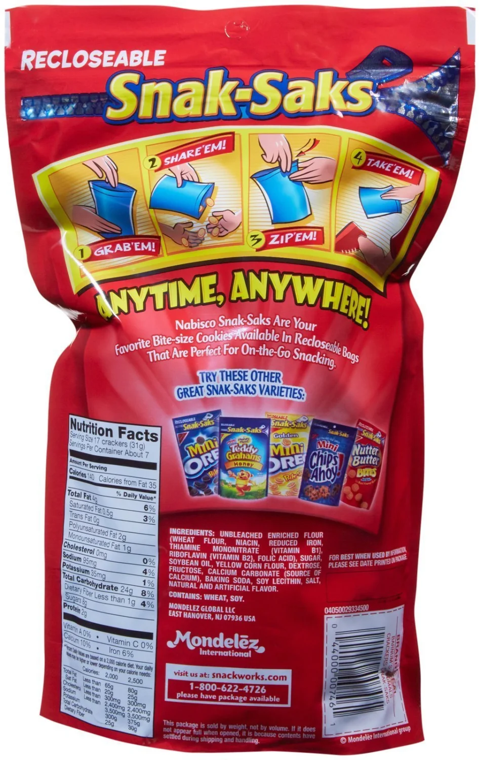 Barnum Animal Crackers Snak-Saks, 8 oz