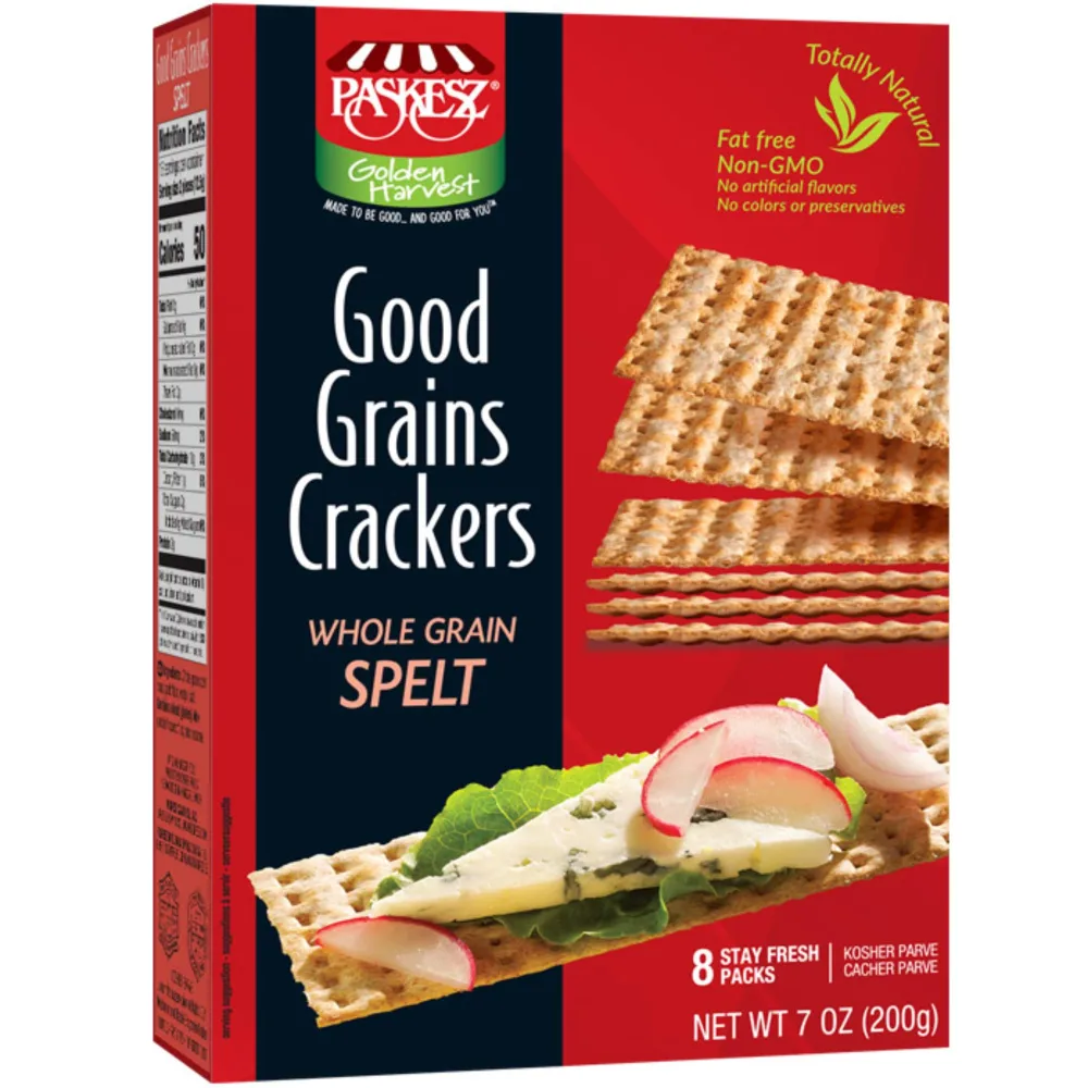 Snacktery Original Spelt Flatbread Crackers - All Natural Spelt Crackers in 8 Stay-Fresh Packs - Thin & Crispy Whole Grain Crackers for Cheese, Spreads, Dips - 7 oz