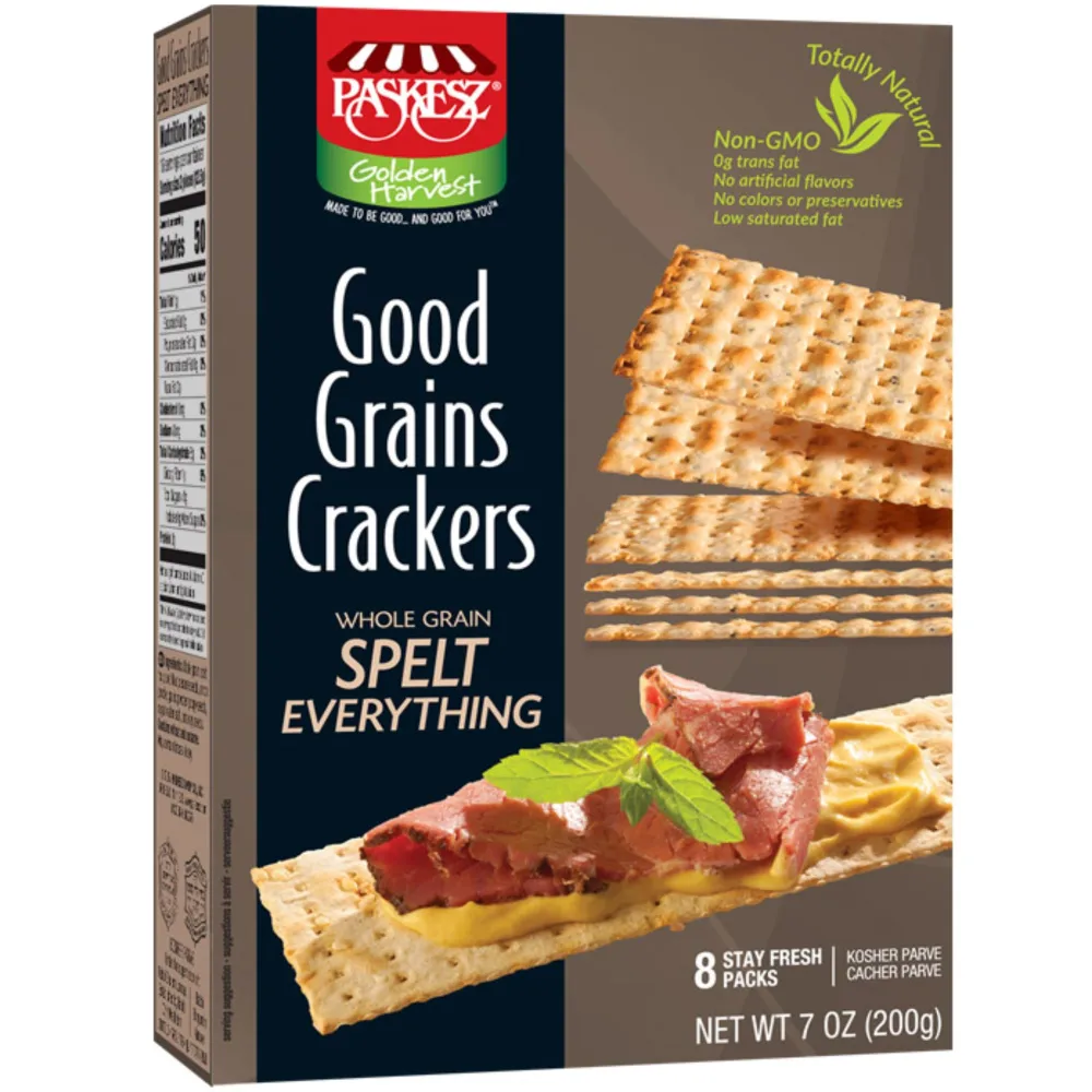 Snacktery Spelt Everything Flatbread Crackers - All Natural Spelt Crackers in 8 Stay-Fresh Packs - Thin & Crispy Whole Grain Crackers for Cheese, Spreads, Dips - 7 oz