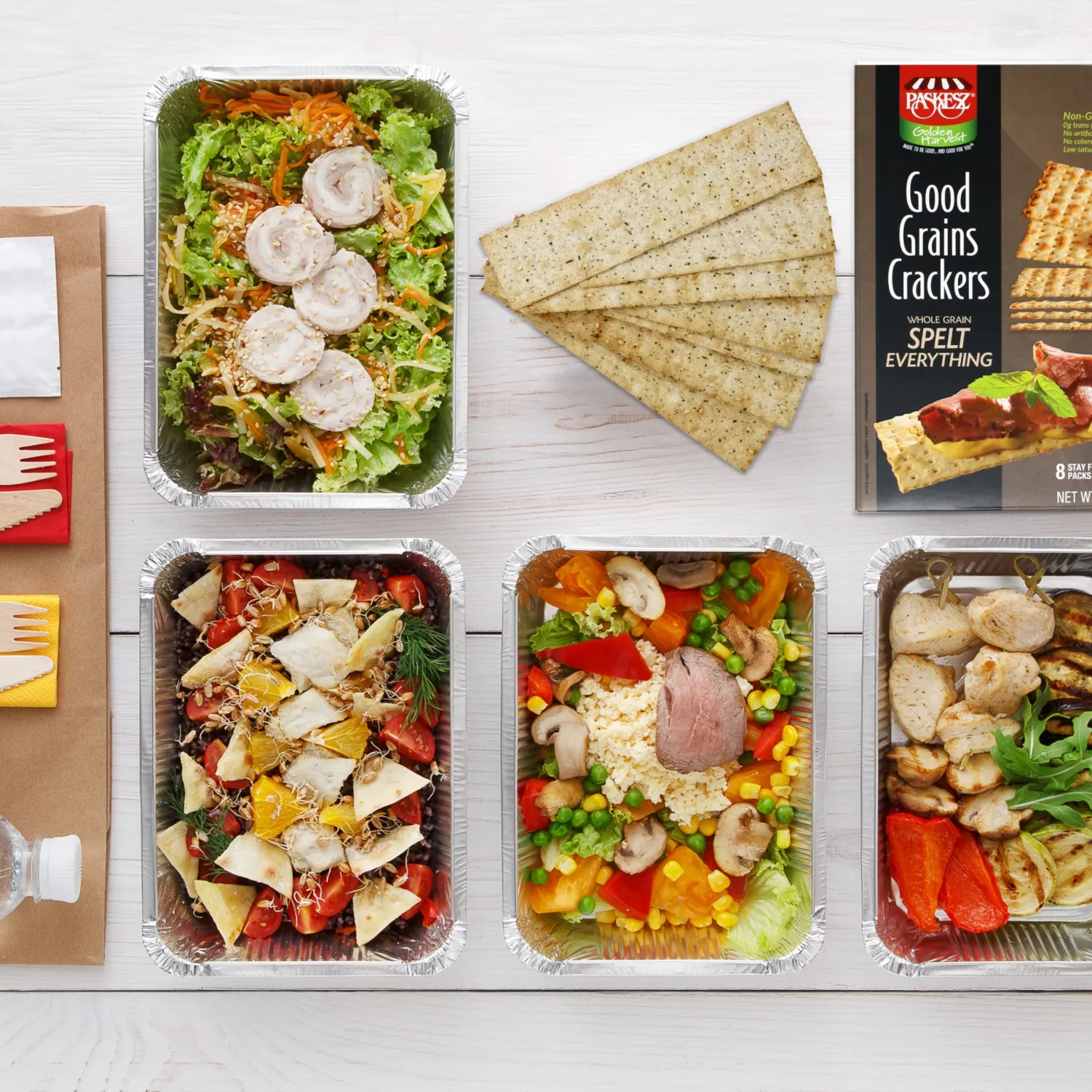 Snacktery Spelt Everything Flatbread Crackers - All Natural Spelt Crackers in 8 Stay-Fresh Packs - Thin & Crispy Whole Grain Crackers for Cheese, Spreads, Dips - 7 oz