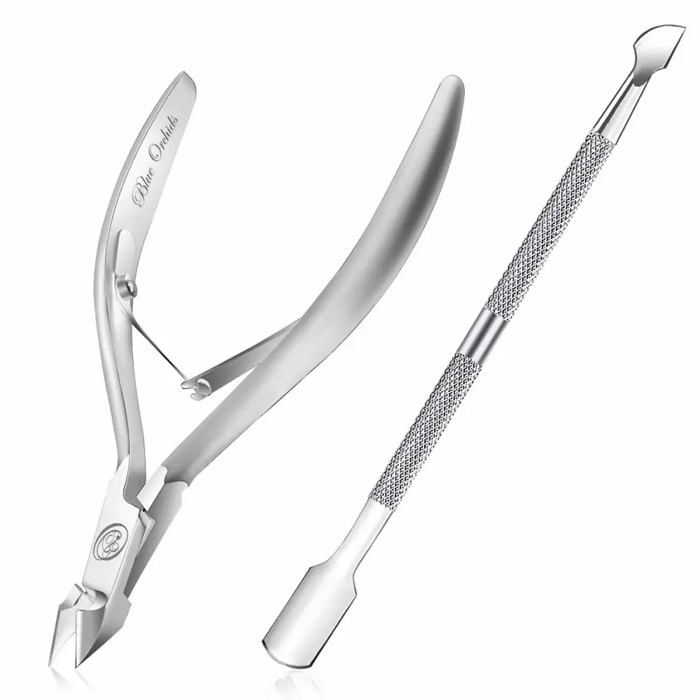 Cuticle Trimmer with Cuticle Pusher - Cuticle Remover Cuticle Nipper Professional Stainless Steel Cuticle Cutter Clipper Durable Pedicure Manicure Tools for Fingernails and Toenails