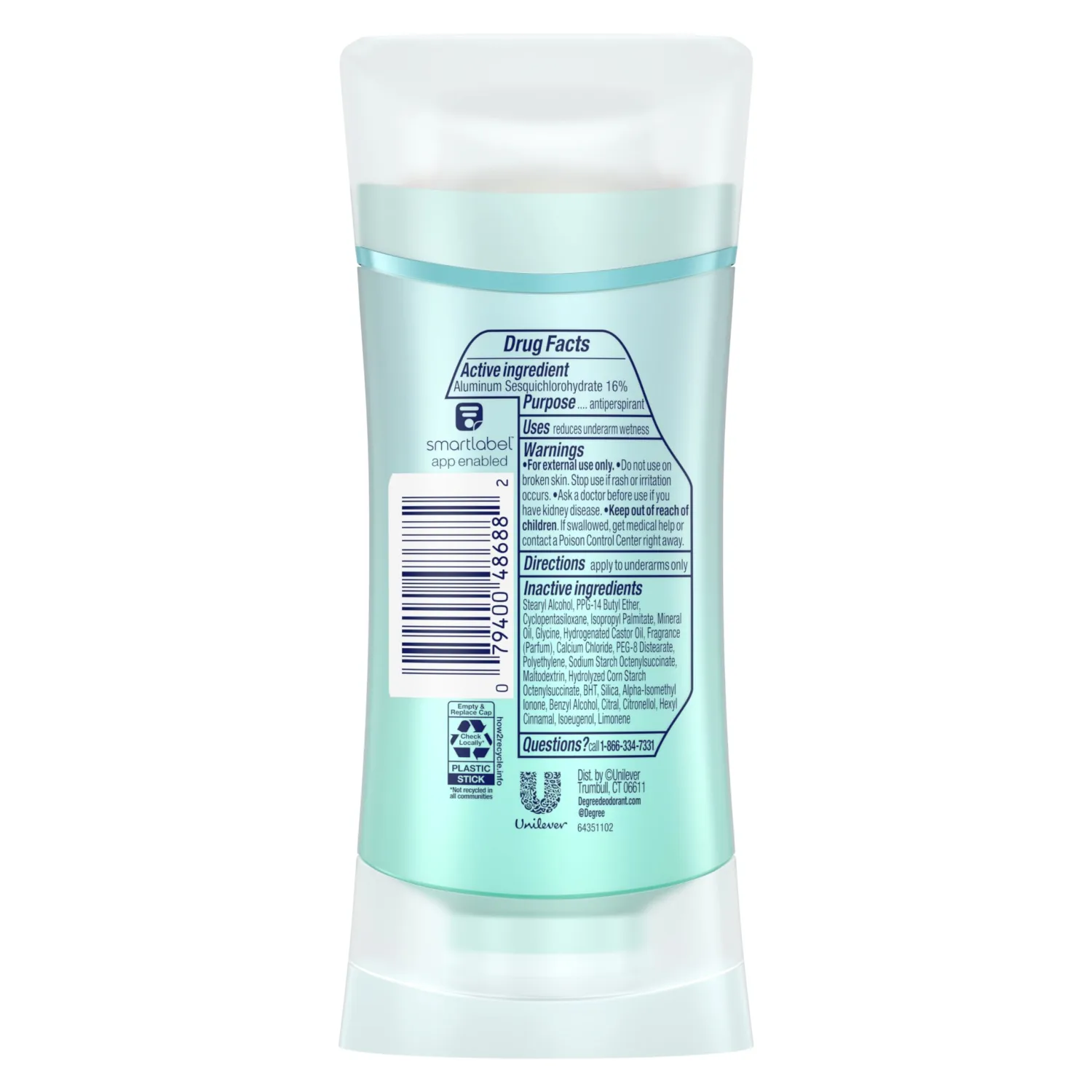 Degree Advanced Protection Antiperspirant Deodorant Vanilla & Jasmine for 72-Hour Sweat & Odor Control for Women, with Body Heat Activated Technology, 2.6 oz