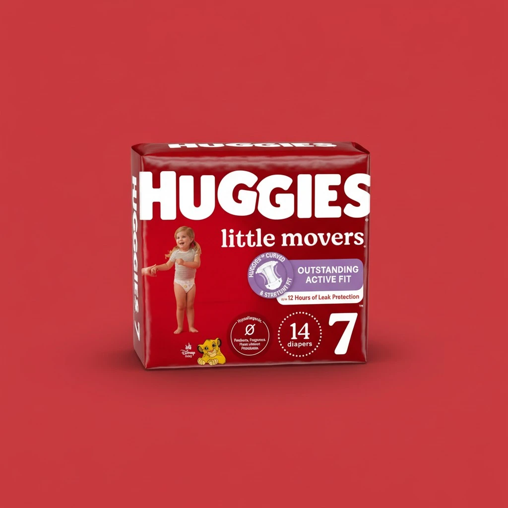 Huggies Size 7 Diapers, Little Movers Baby Diapers, Size 7 (41+ lbs), 14 Count
