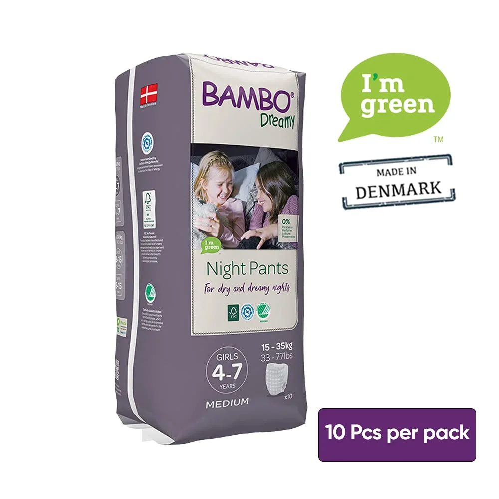 Bambo Nature Premium Dreamy Night Pants: Girls 4-7 years, 10 Count
