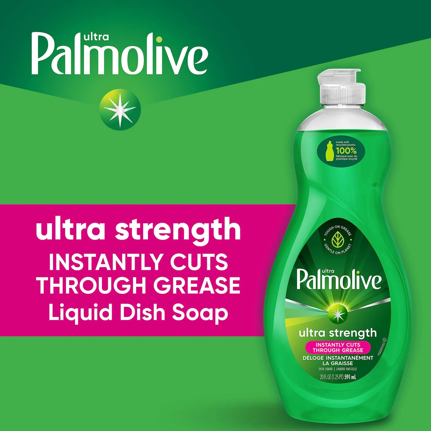 Palmolive Ultra Strength Liquid Dish Soap, Original Green, 20 Fluid Ounce(Packaging May Vary)