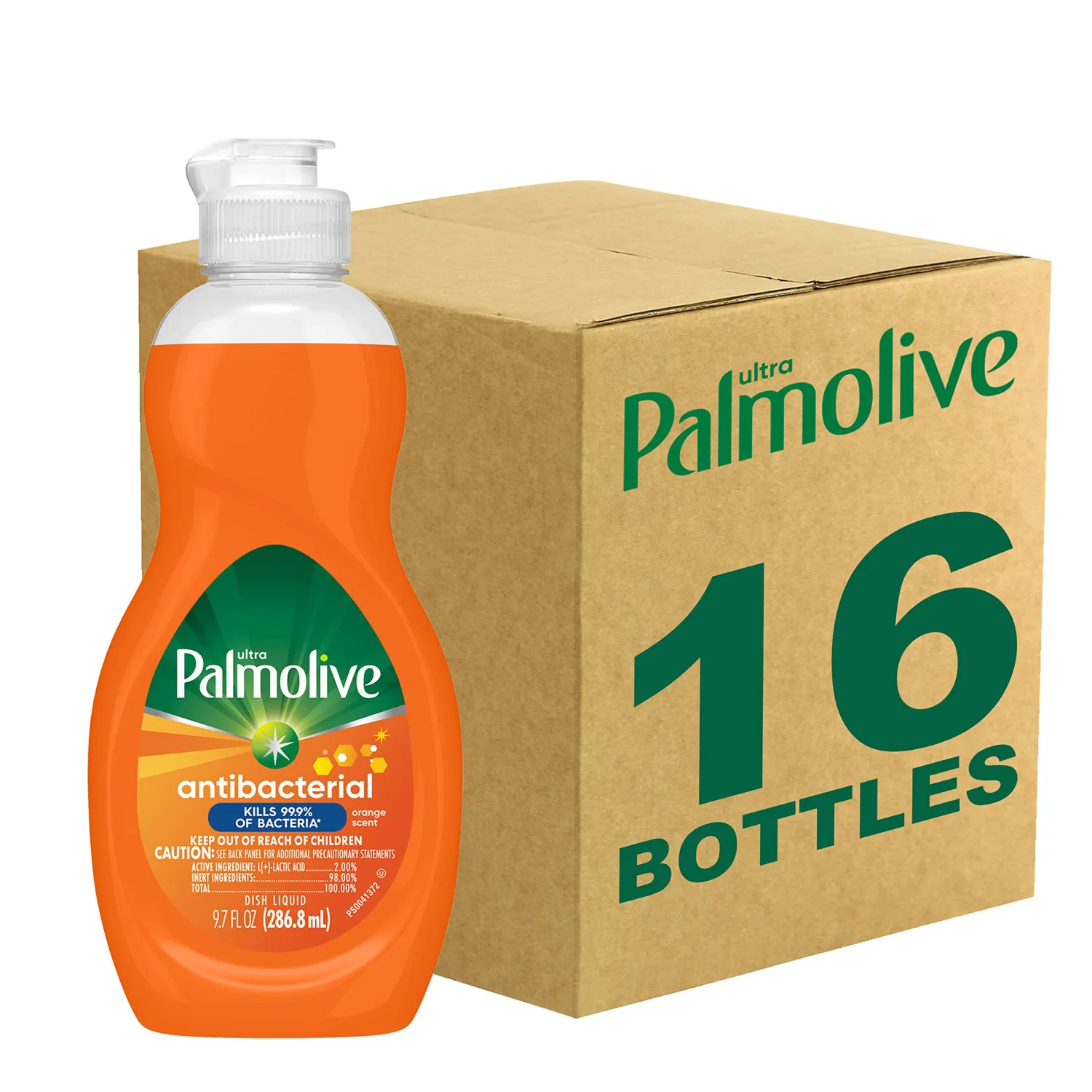 Palmolive Ultra Concentrated Antibacterial Liquid Dish Soap, Orange Scent, 9.7 Fl Oz (Pack of 16)