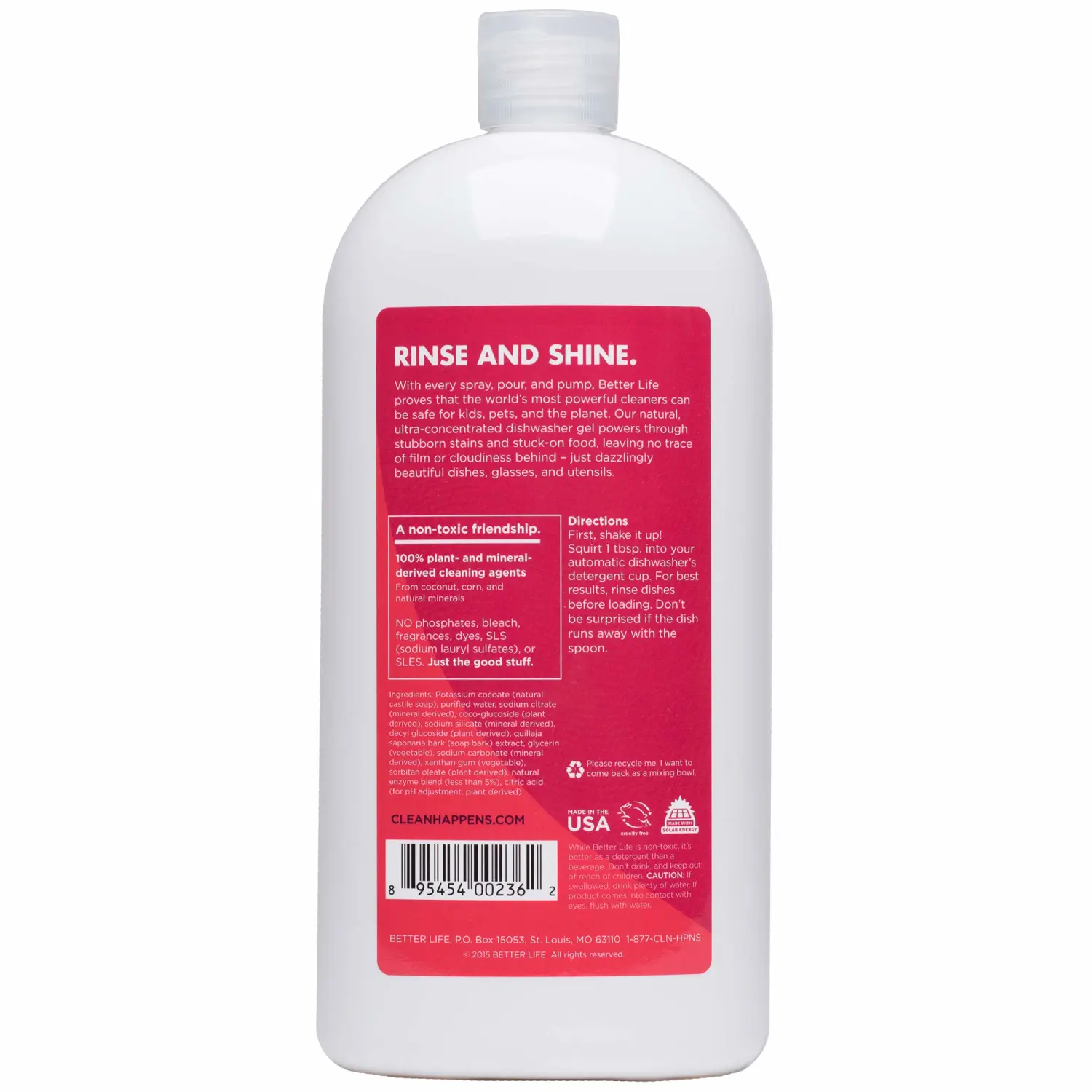 Better Life Dishwasher Detergent Gel - Automatic Dishwasher Cleaner - Concentrated Liquid Gel Dish Detergent Soap - 30oz Unscented