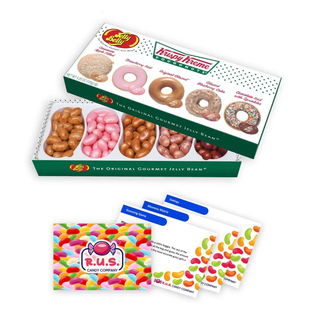 Jelly Belly Krispy Kreme Doughnuts Candy Jelly Beans Gift Box + 3 R.U.S. Candy Cards (Krispy Kreme Doughnuts)