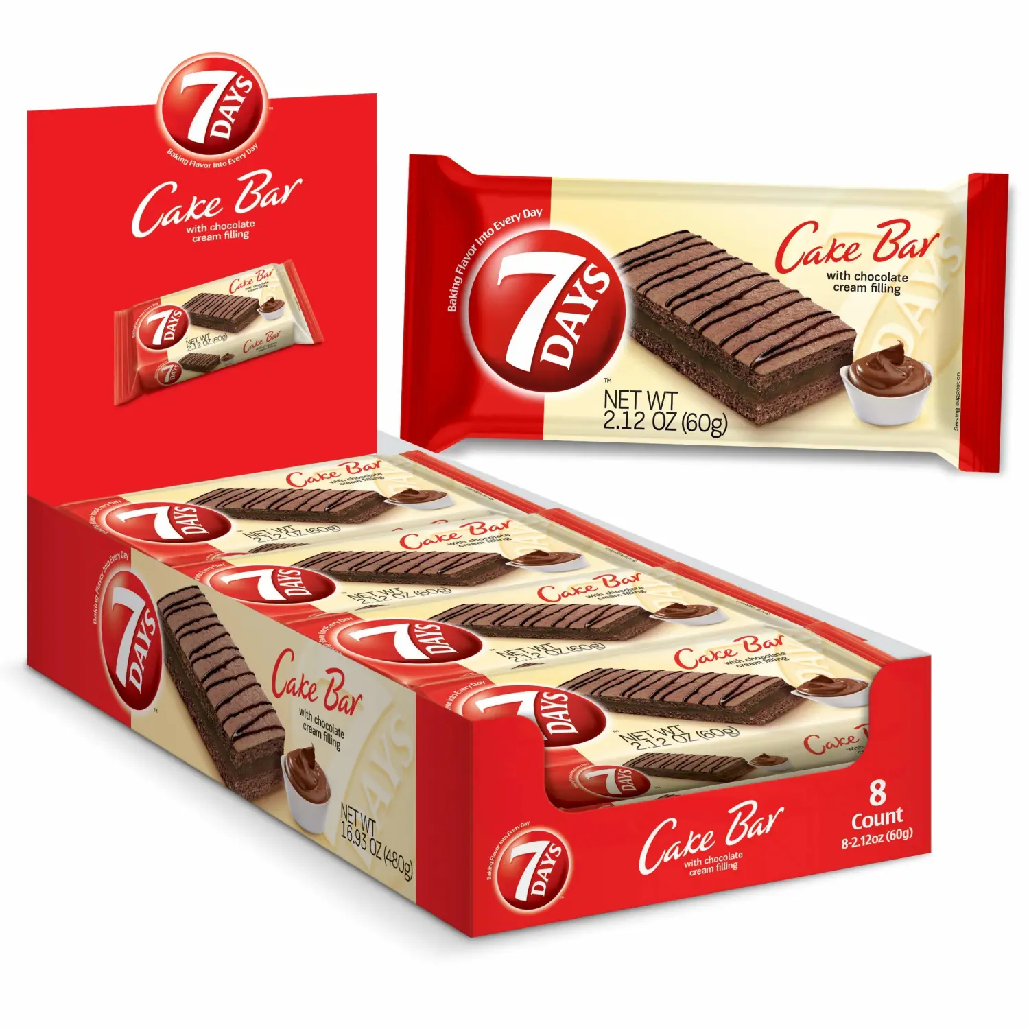 7Days Cake Bars, Chocolate, Perfect Dessert or Afternoon Snack (2.12oz, Pack of 16)