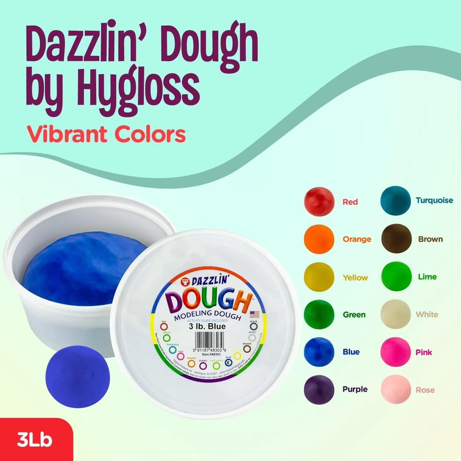 Hygloss Dazzlin’ Modeling Dough – Non-Toxic Christmas Craft Dough, Unscented, Purple, 3lbs – Kids Arts & Crafts, for Girls & Boys, Stocking Stuffers Products