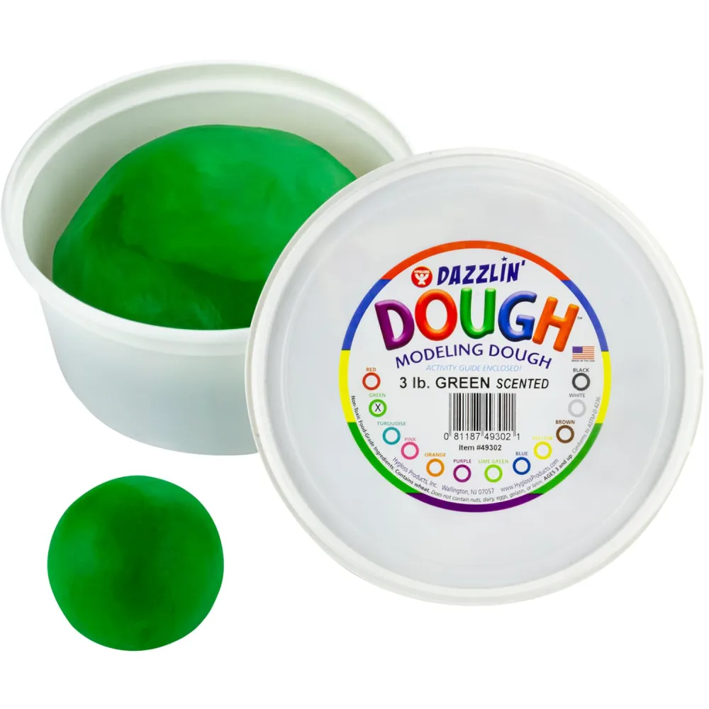 Hygloss Play Modeling Dough - 3lb. - Easter Basket Stuffer - Scented Dough - Safe & Non-Toxic for Kids Arts & Crafts - Party Favors - Classroom Supplies, Green