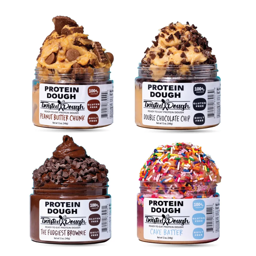 Twisted dough - Healthy Edible Dessert Dough | Smooth and Creamy | Protein Packed Individual Jars | Protein Cookie Dough | Premade Delicious Dough | Ready to Eat(CUSTOMER FAVORITES)