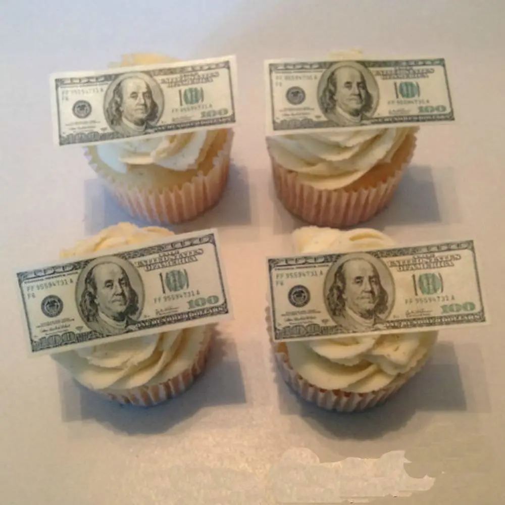 Edible 100 Dollar Bills Wafer Paper Cake Decorating Hundred Bill Edible Money Cake Topper (20 Green)