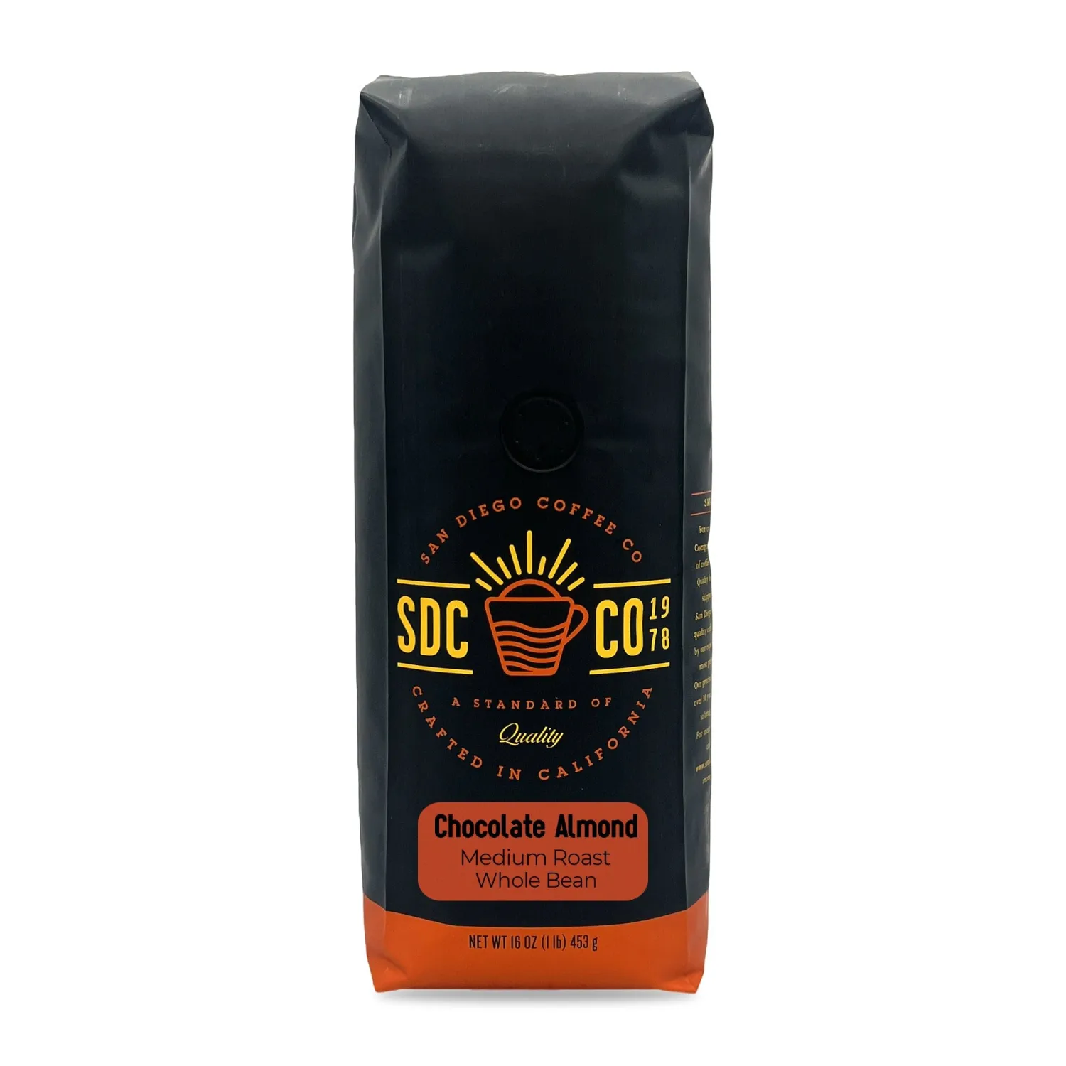San Diego Coffee Chocolate Almond, Medium Roast, Whole Bean Coffee, 16-Ounce Bag Café en grano tostado