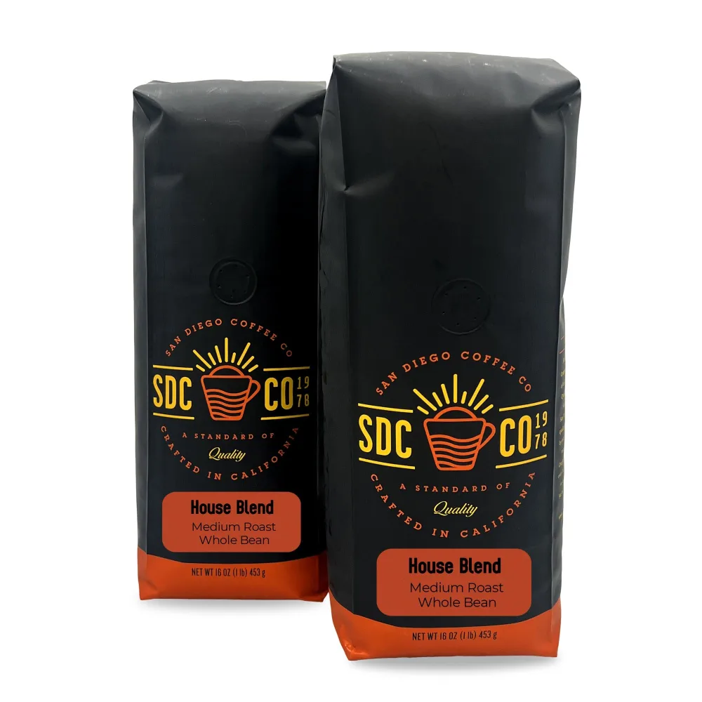 San Diego Coffee House Blend, Medium Roast, Whole Bean Coffee, 16-Ounce Bags (Pack of 2) Café en grano tostado