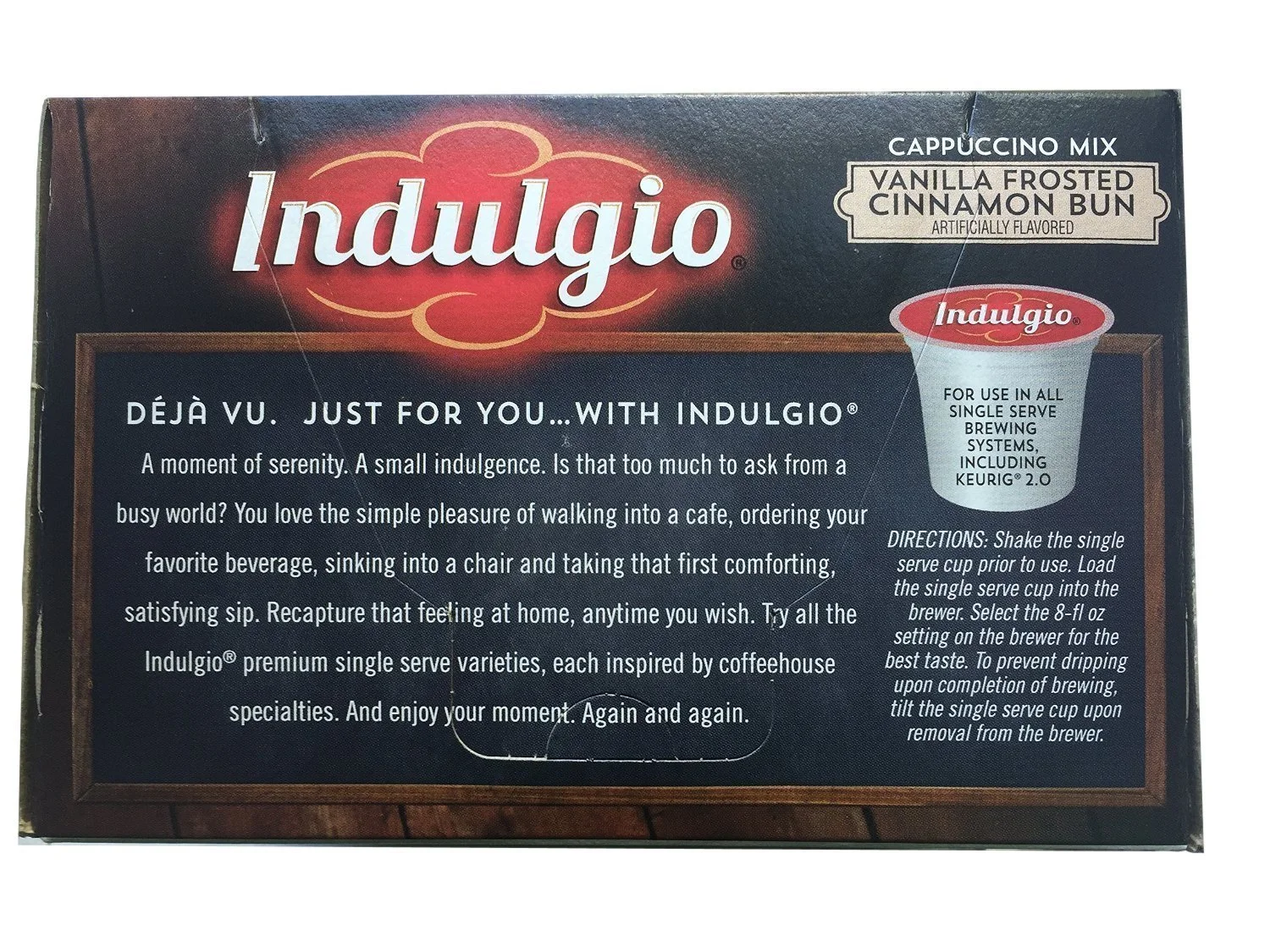 Indulgio Vanilla Frosted Cinnamon Bun Cappuccino, 12-Count Single Serve Brew Cups
