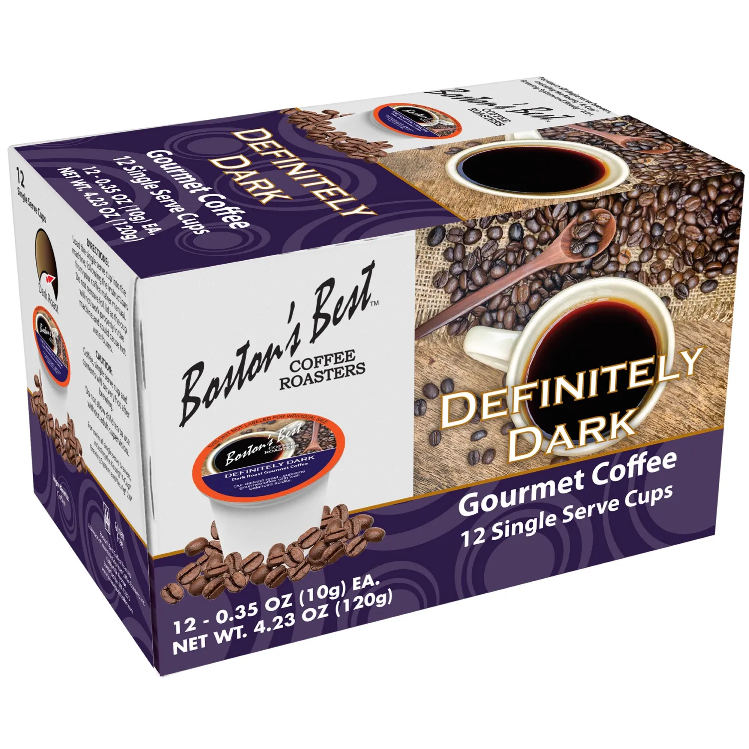 Boston’s Best Coffee - Definitely Dark Roast Coffee, Bold & Rich Gourmet, Compatible with Keurig® Coffee Maker, 1 Count (12 Single Serve Cups)