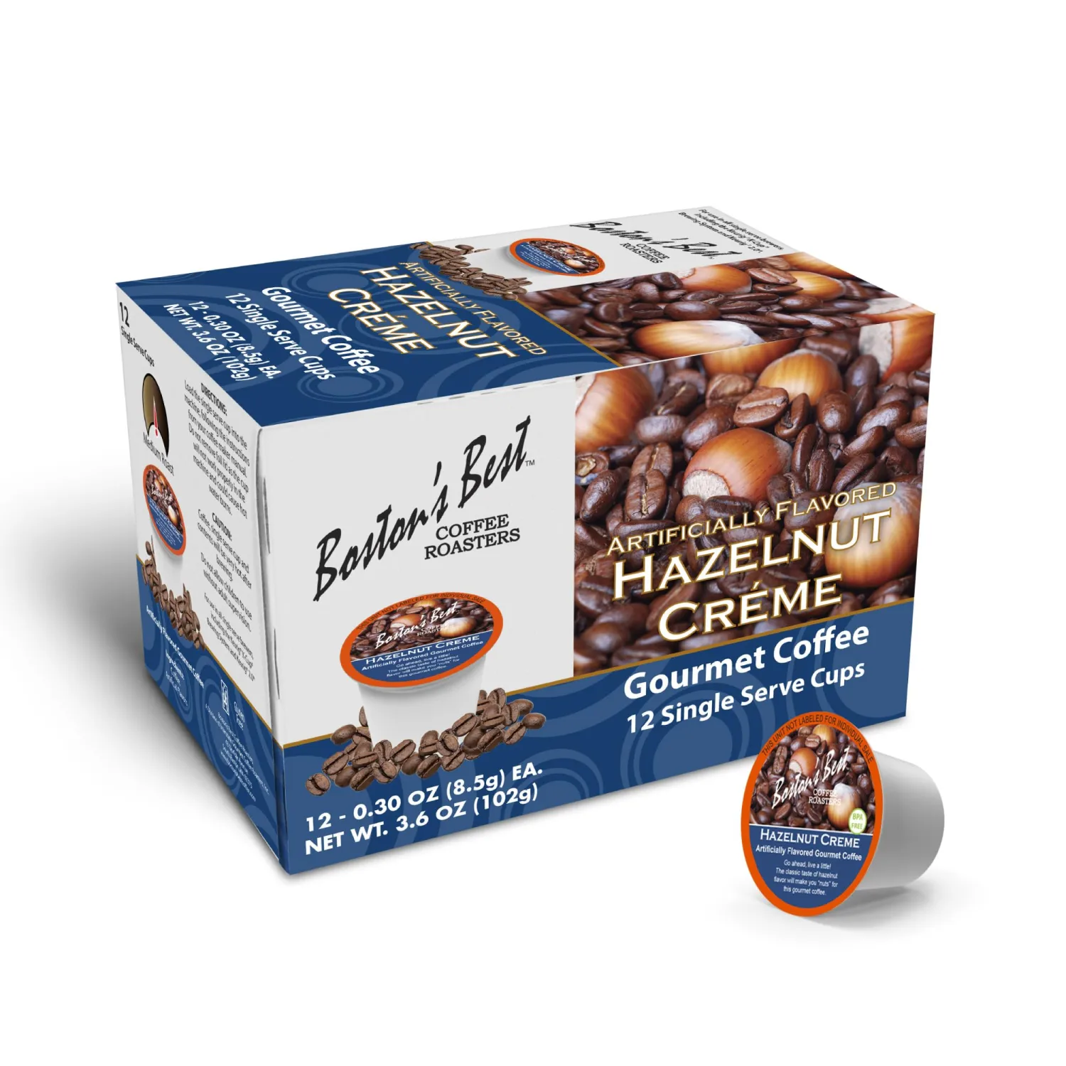 Boston’s Best - Hazelnut Creme Gourmet Delicious Medium Roast Coffee, Nutty Flavored, Compatible with Keurig CoffeeMaker, 1 Count (12 Single Serve Cups)