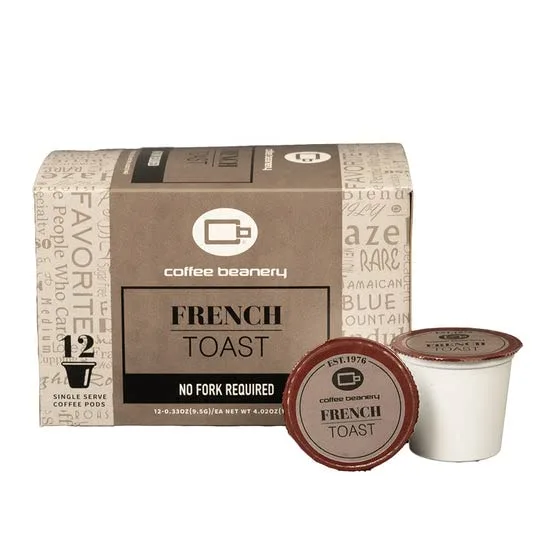 French Toast Coffee Pods by Coffee Beanery | 12ct Flavored Coffee Pods Medium Roast Coffee Pods| 100% Specialty Arabica Coffee| Gourmet Coffee Podse