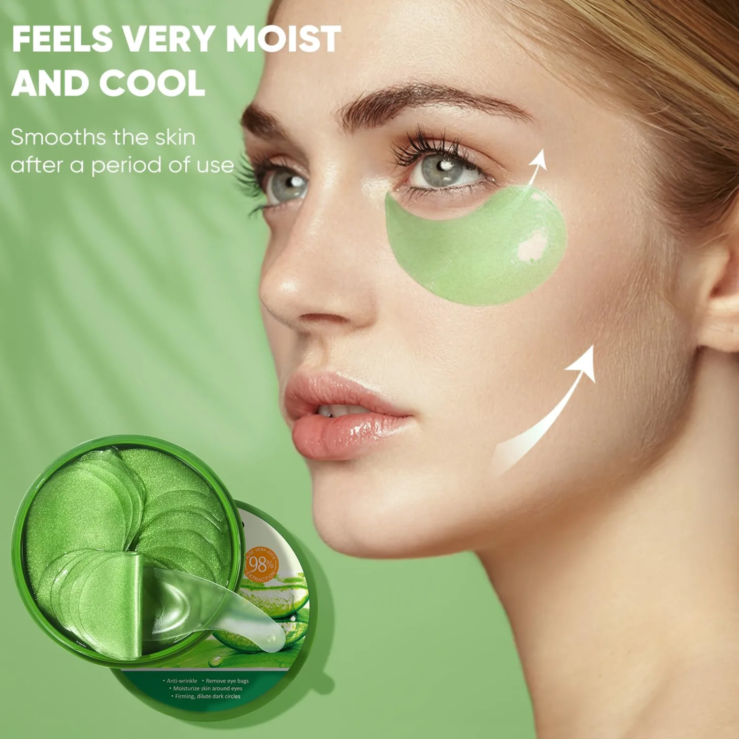 Aloe Vera Eye Mask (60 pcs)-Under Eye Patches for Dark Circles, Eye Puffiness & Dark Circles Treatment,Reduces Wrinkles & Fine Lines, Improves & Firms Eye Skin
