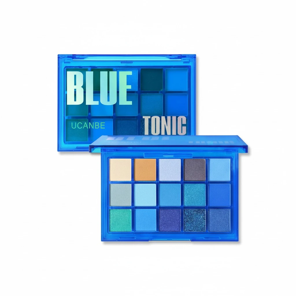 UCANBE Bright Neon Eyeshadow Makeup Palette-15 Shades High Pigmented Purple Blue Yellow Shimmer Matte Glitter Metallic Eyes Shadow Colorful Vibrant Creamy Make Up Pallets Kit - Blue Tonic…