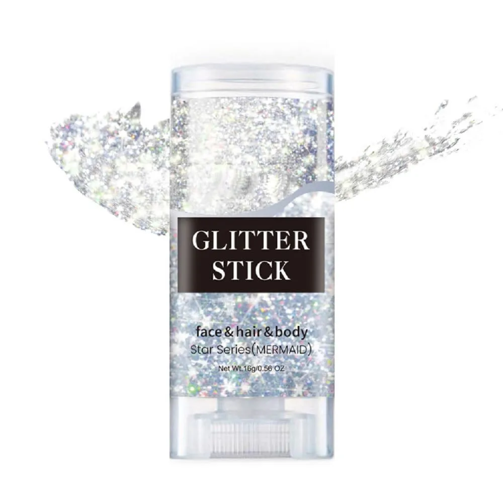 Face Glitter Stick,Holographic Sequins Paint Sparkling 4th of July Body Glitter Gel Makeup for USA Outfit Women Accessories.. (mermaid face glitter stick)