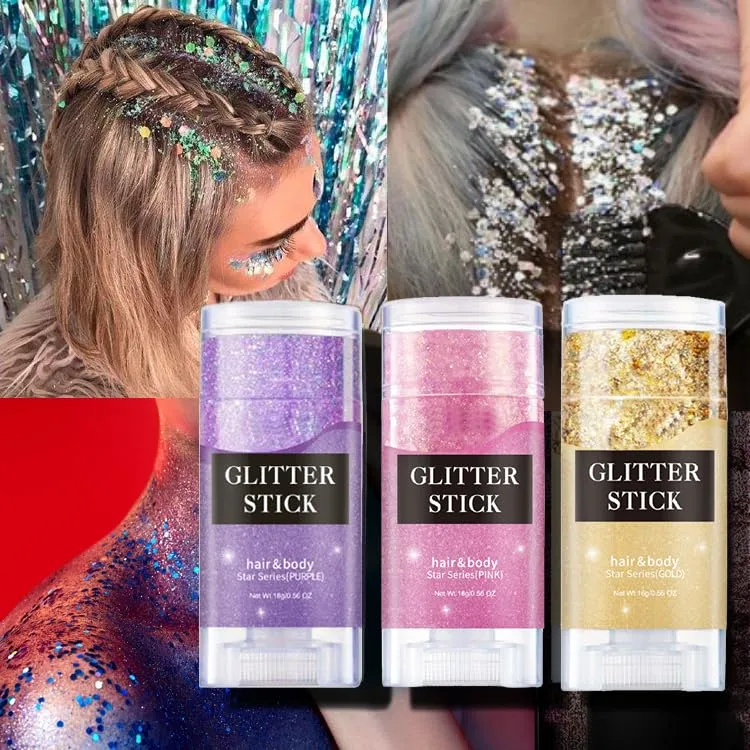 Face Glitter Stick,Holographic Sequins Paint Sparkling 4th of July Body Glitter Gel Makeup for USA Outfit Women Accessories.. (mermaid face glitter stick)