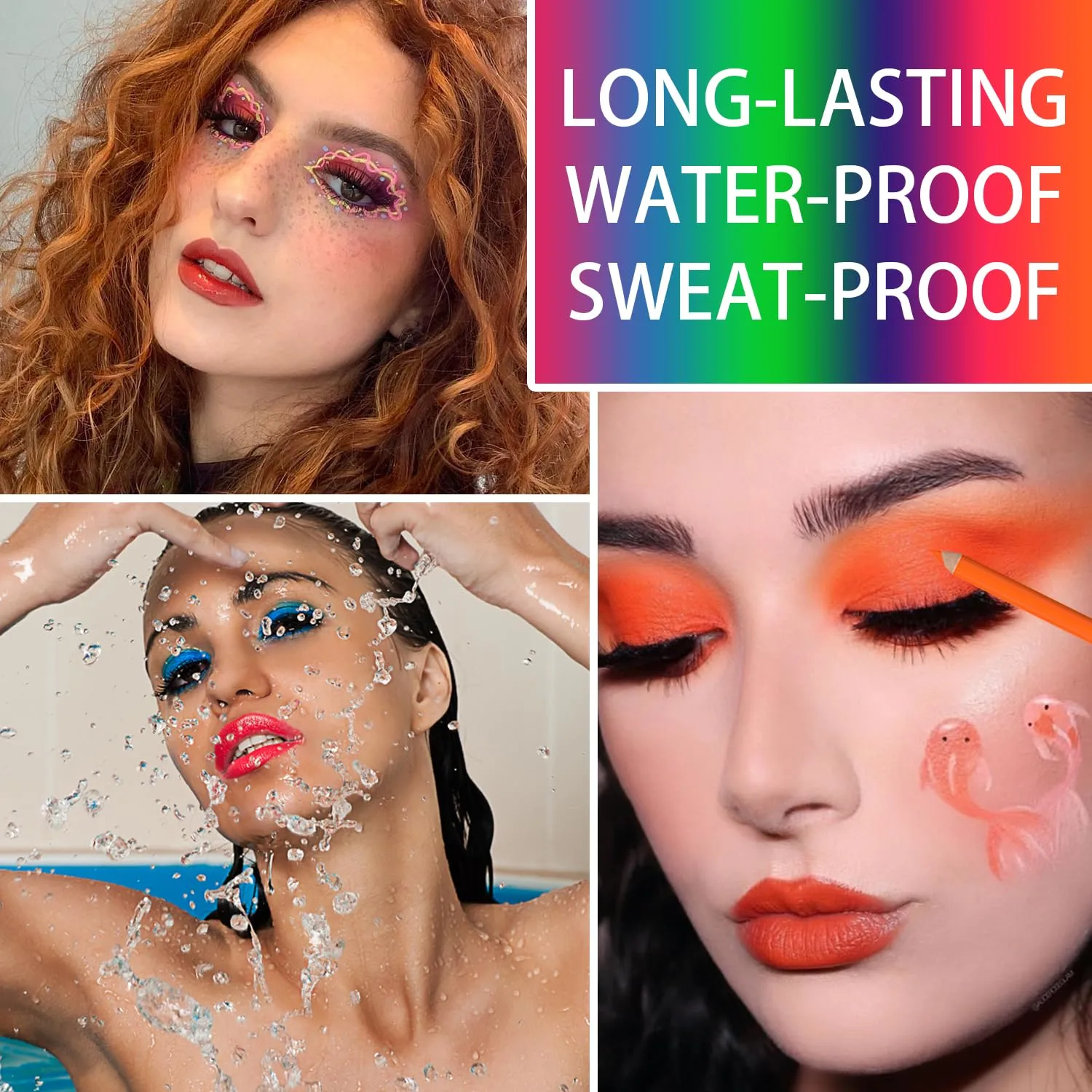 12 Colors UV Glow Neon Eyeliner Pen Set, Colorful Crayon Fluorescent Face Body Paint, Matte Rainbow Colored Eyeliner Pencil Makeup Gift Kit for Kids Adult Birthday Halloween Masquerade Glow Party