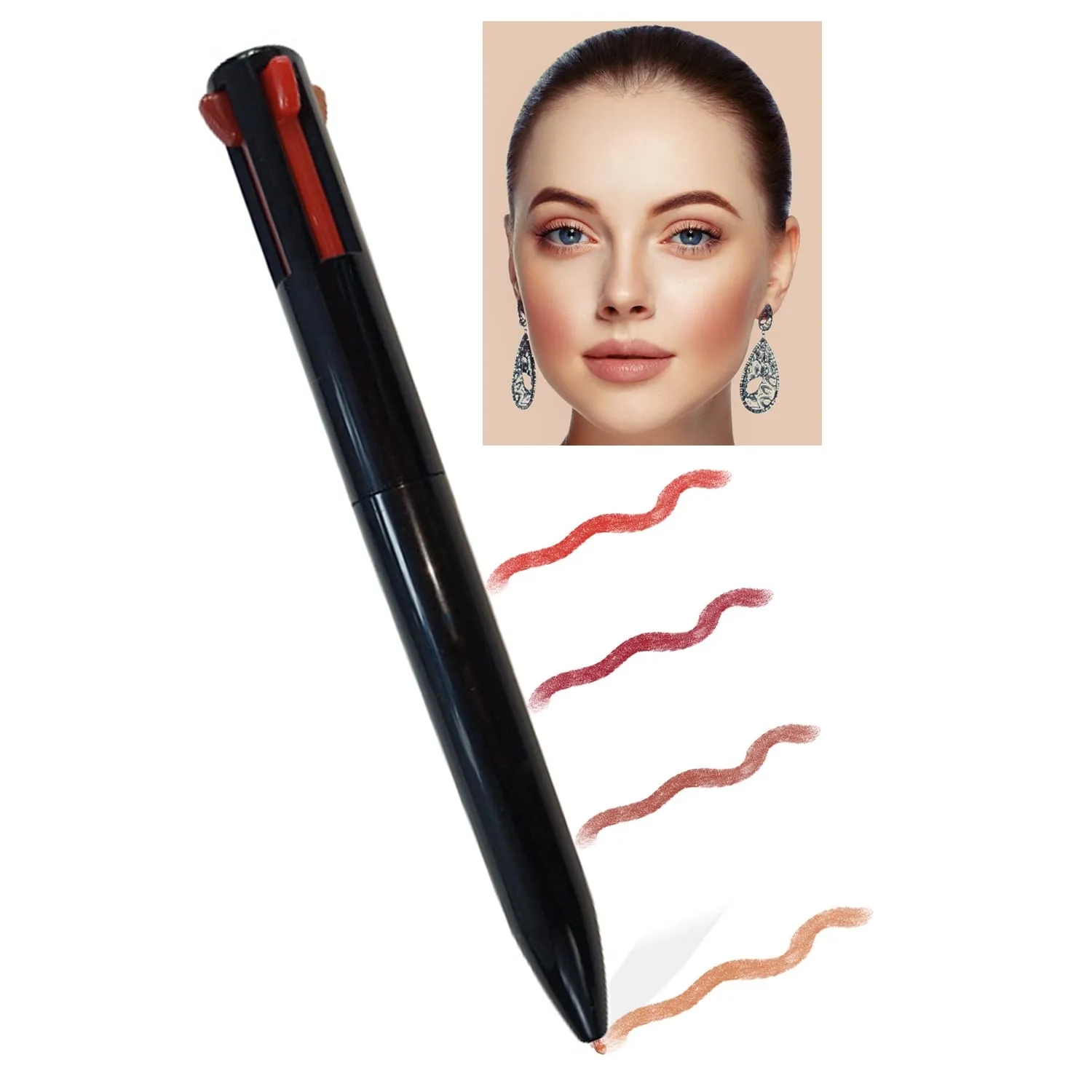4 Colors Eyeliner Pen, Matte Makeup Pen As Eyebrow, Eyeliner, Eyeshadow, Lip Liner, Lipstick & Blush, Smooth High Pigment Portable Makeup Gift For Women Eye Lip Makeup, Cruelty-Free