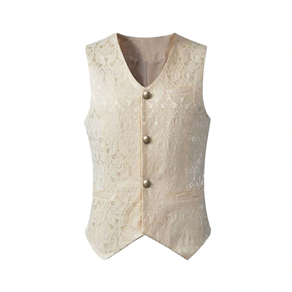 Men's Gothic Vests Vintage Medieval Jacquard Casual Tuxedo Waistcoat 