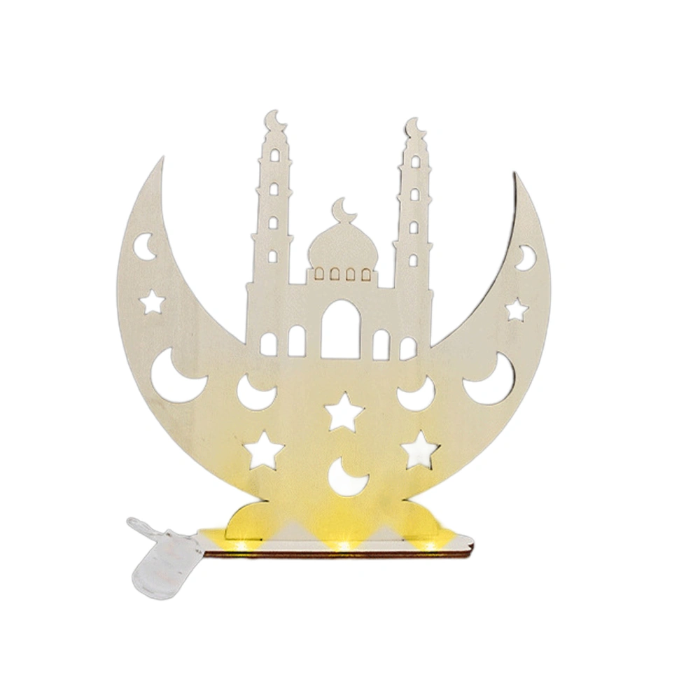 Eid Mubarak Wooden Ornaments Light Up Ramadan Table Centerpieces 