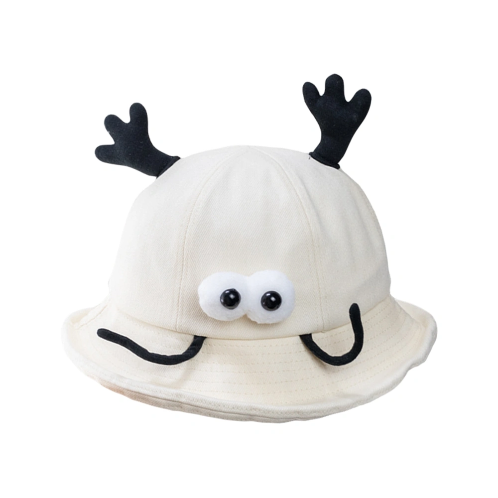 Cute Fishermen Hat for Women 3D Dragon Horn Cartoon Big Eyes Basin Cap