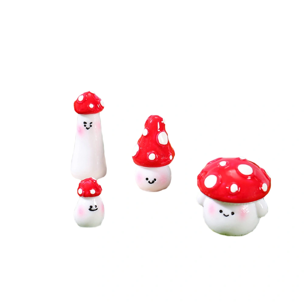 Cute Mushroom Decor Set, Cute Smile Mushroom Resin Ornaments 