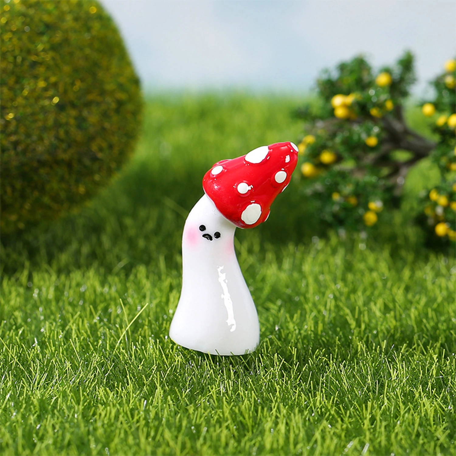 Cute Mushroom Decor Set, Cute Smile Mushroom Resin Ornaments 