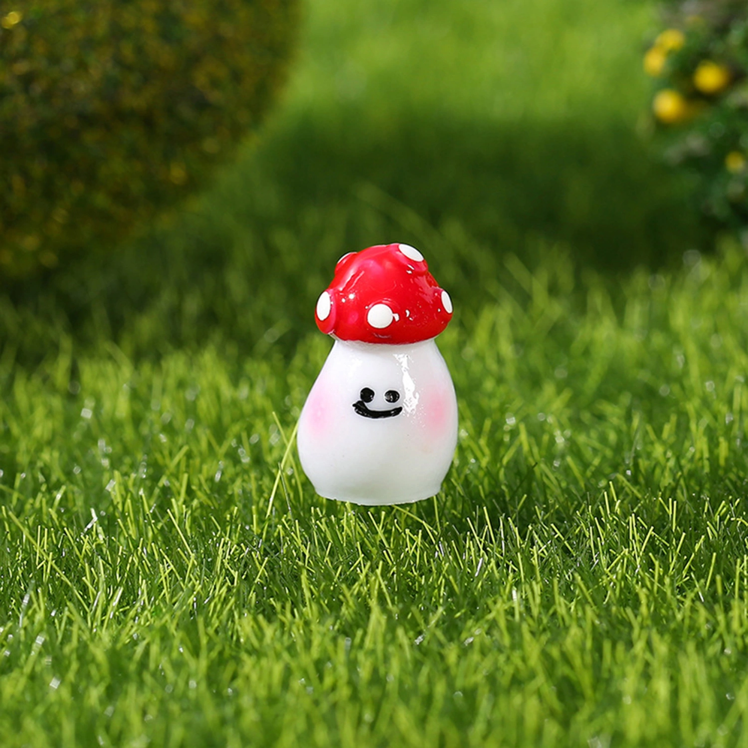 Cute Mushroom Decor Set, Cute Smile Mushroom Resin Ornaments 