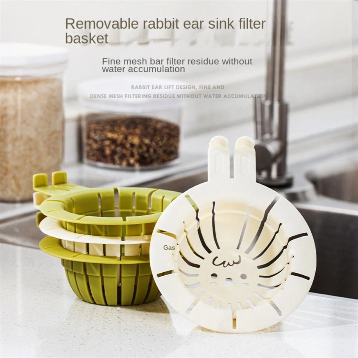 Kitchen Sink Drain Basket Bunny Plastic Strainer Basket with Handles