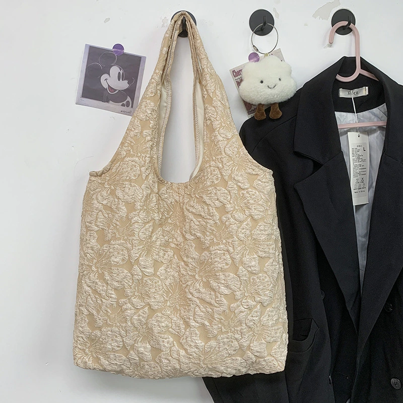Women Shoulder Bag, Large Capacity Flower Handbag Soft Totes
