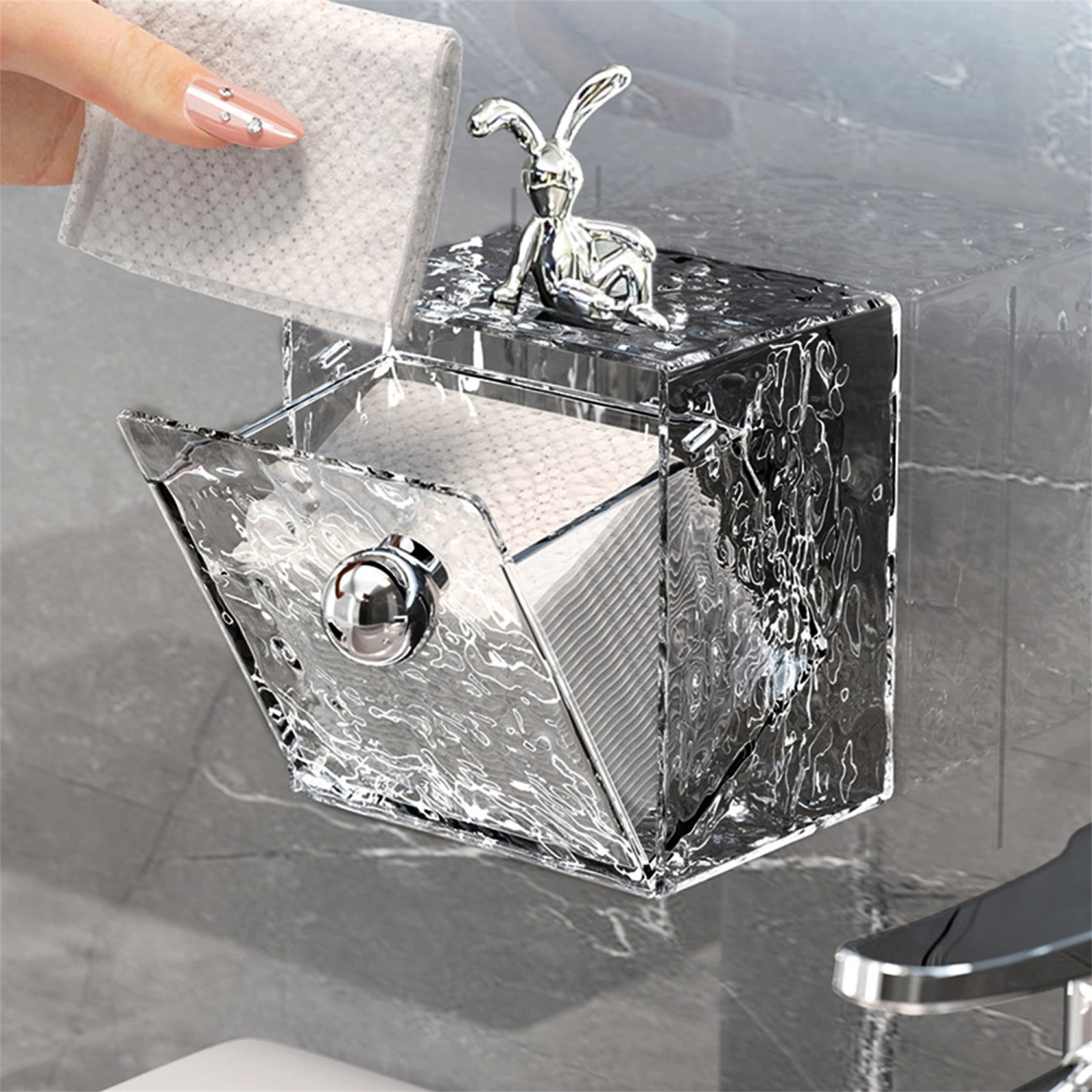 Wall Mount Bathroom Organizer, Water Wave Space-saving Storage Box