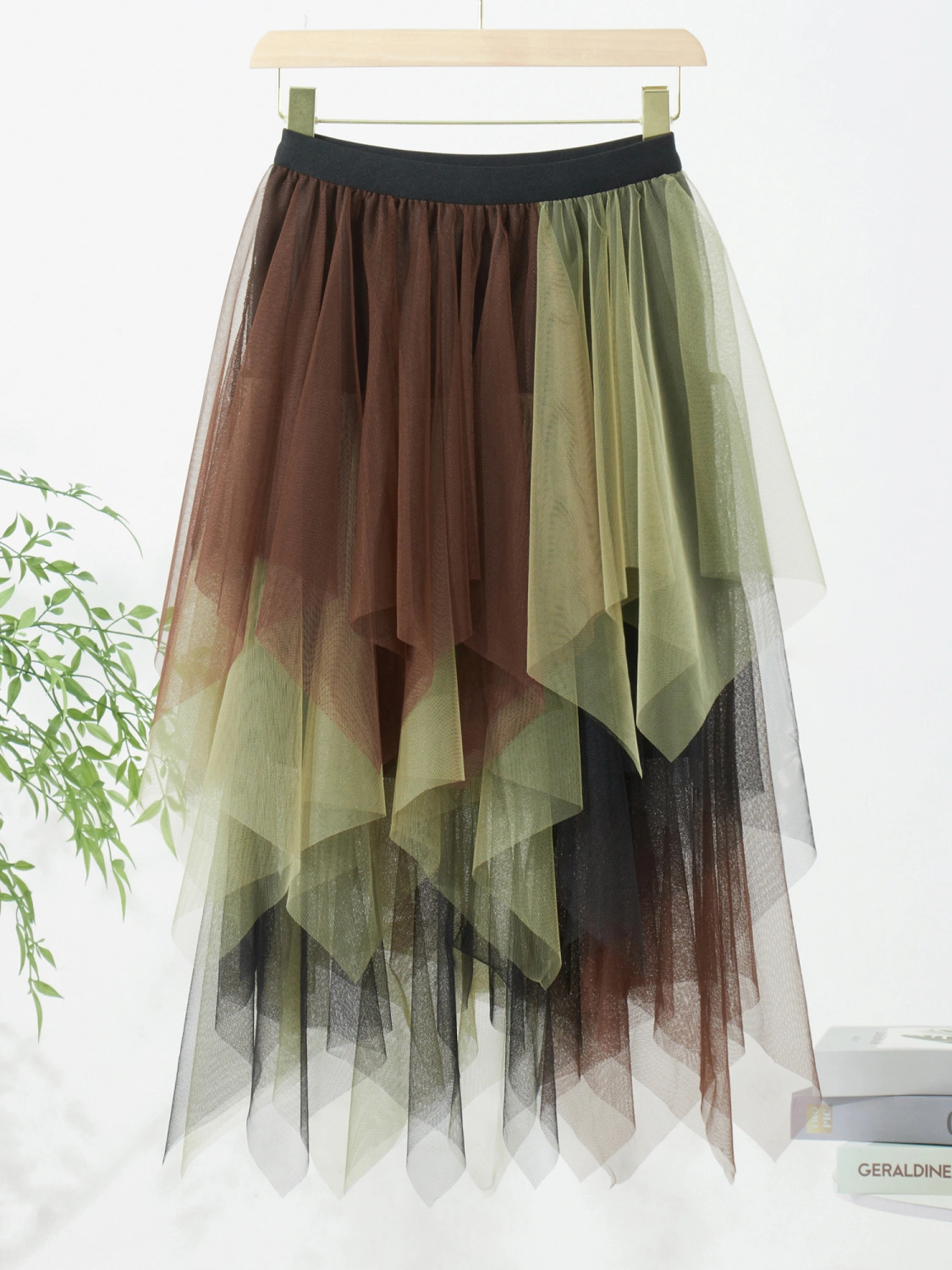 Women Fashion Midi Skirts Contrast Color/Solid Color Irregular Skirts