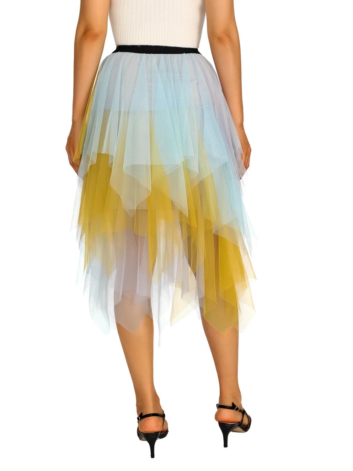 Women Fashion Midi Skirts Contrast Color/Solid Color Irregular Skirts